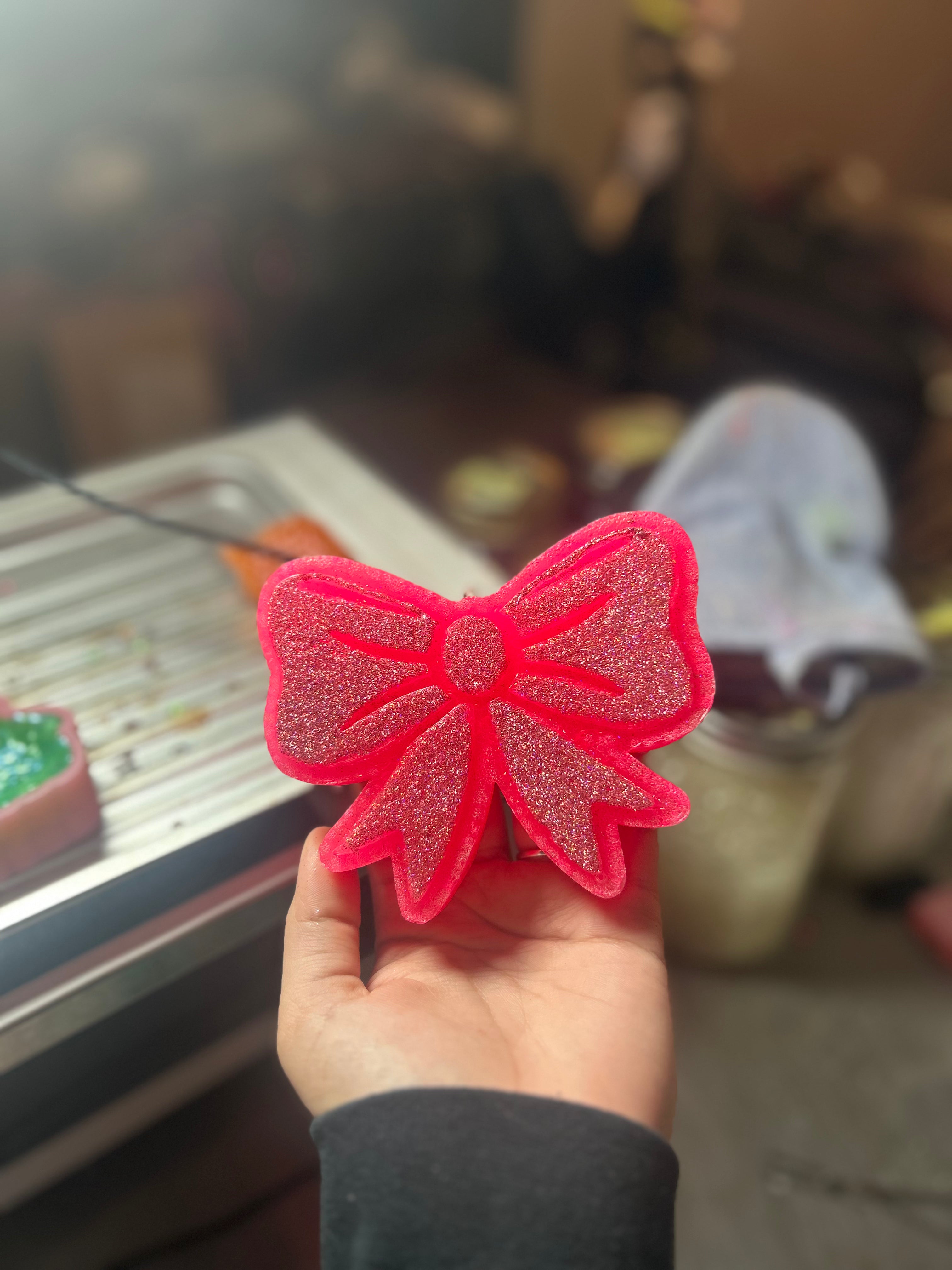 Pink Glitter Bow Freshie